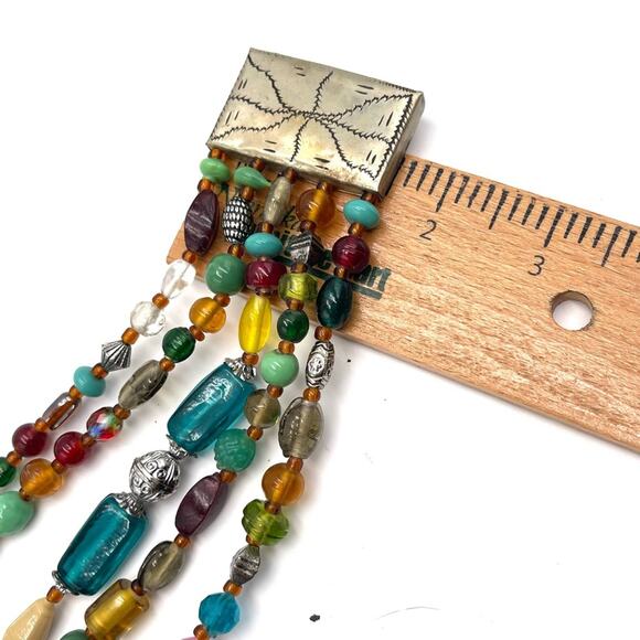 Western Vintage handmade belt glass beads tribal aztec style main image 7